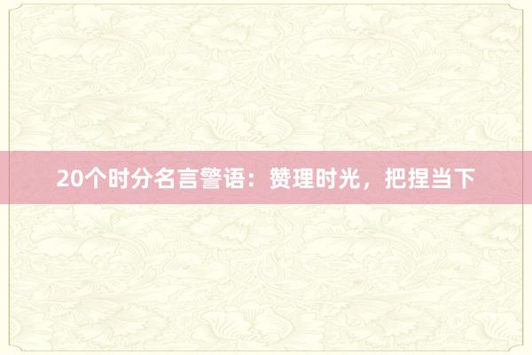 20个时分名言警语:赞理时光,把捏当下